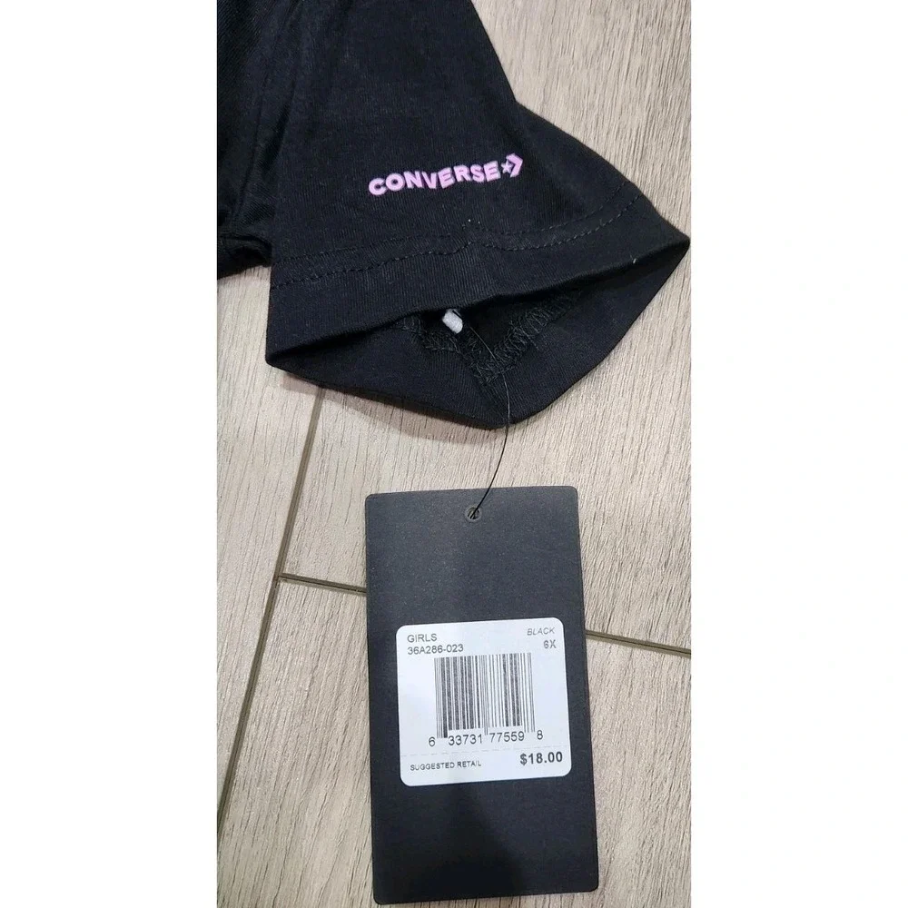 Converse All Star Girls Size 6X (6-7 Yeqrs) Graphic‎ Tshirt NEW 100% Cotton